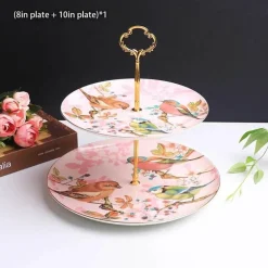 Bone China Obstteller Set - Eleganter Kuchenständer Buffet Geschirr Tablett