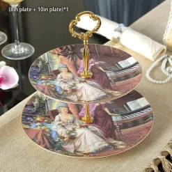 Bone China Obstteller Set - Eleganter Kuchenständer Buffet Geschirr Tablett