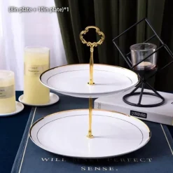 Bone China Obstteller Set - Eleganter Kuchenständer Buffet Geschirr Tablett