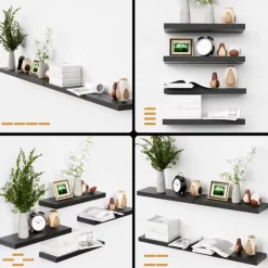 Bowillon White Black Floating Shelves for Wall Decor