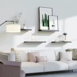 Bowillon White Black Floating Shelves for Wall Decor