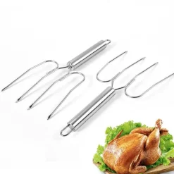 Bratgabel aus Edelstahl, perfekt zum Grillen von Truthahn, Lamm und Huhn