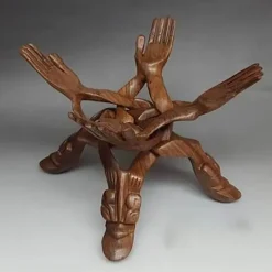 Bärenplatte aus Holz – Serene Luck Bear Serviertablett