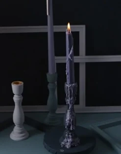 Brush Painted Wood Candle Holder – Vintage Matte Decorative Stand