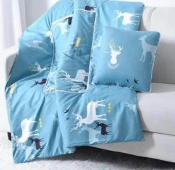 Bunte Cartoon-Kissendecke - 2-in-1-Plüschüberwurf