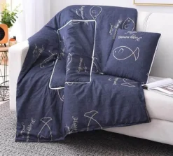 Bunte Cartoon-Kissendecke - 2-in-1-Plüschüberwurf