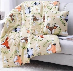 Bunte Cartoon-Kissendecke - 2-in-1-Plüschüberwurf