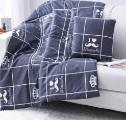 Bunte Cartoon-Kissendecke - 2-in-1-Plüschüberwurf