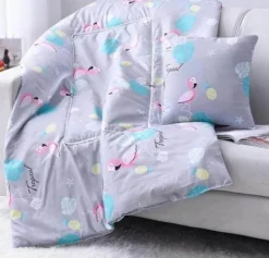 Bunte Cartoon-Kissendecke - 2-in-1-Plüschüberwurf