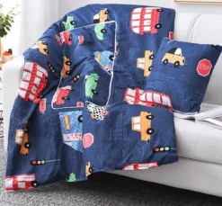 Bunte Cartoon-Kissendecke - 2-in-1-Plüschüberwurf
