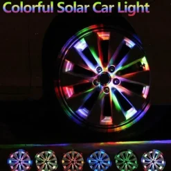 Bunte LED Solar Reifenkappenleuchten - Helles Autozubehör
