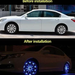 Bunte LED Solar Reifenkappenleuchten - Helles Autozubehör