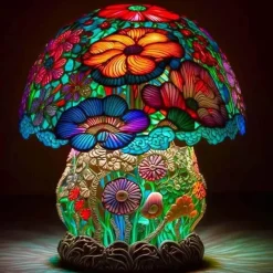 Bunte Pilz-Harzlampe - Einzigartiges Wohndekorlicht