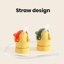 Bunte Wasserflasche mit Drehverschluss und integriertem Strohhalm