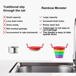 Bunter, faltbarer Abflusssiebkorb – Kleines Monster-Design