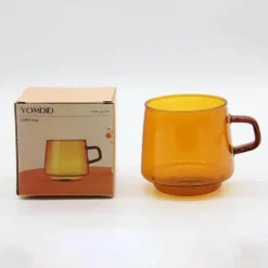 Bunter, hitzebeständiger Kaffeebecher aus Glas – langlebige Tasse für Tee, Saft, Milch