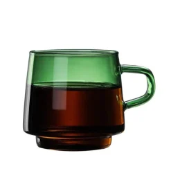 Bunter, hitzebeständiger Kaffeebecher aus Glas – langlebige Tasse für Tee, Saft, Milch