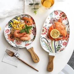 Bunter Servierteller aus Keramik mit Blumenmuster – dekoratives Geschirr