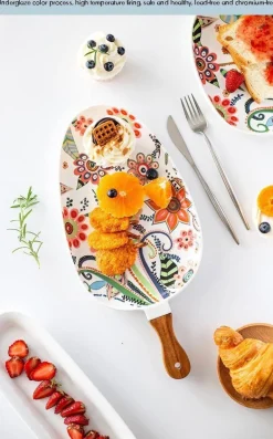 Bunter Servierteller aus Keramik mit Blumenmuster – dekoratives Geschirr