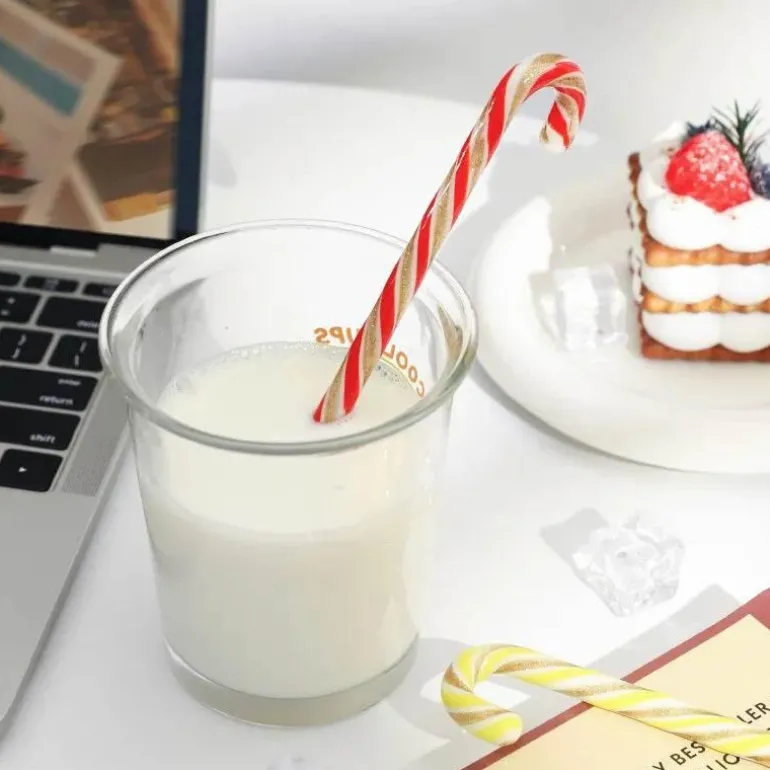 Bunter Weihnachtslöffel mit langem Griff – Kreativer Rührstab aus Glas für Saft, Kaffee und Kuchen