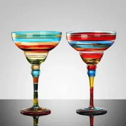 Buntes handgefertigtes Margarita-Gläser-Set – einzigartiges Trinkgeschirr für die Hausbar und Hochzeiten
