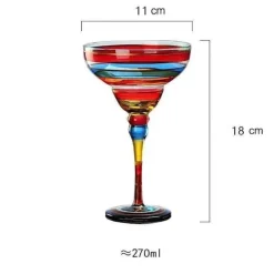 Buntes handgefertigtes Margarita-Gläser-Set – einzigartiges Trinkgeschirr für die Hausbar und Hochzeiten