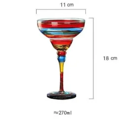 Buntes handgefertigtes Margarita-Gläser-Set – einzigartiges Trinkgeschirr für die Hausbar und Hochzeiten
