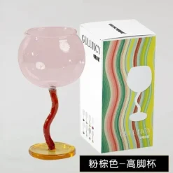 Buntes Weinglas mit gedrehtem Stiel – 300 ml Kelch