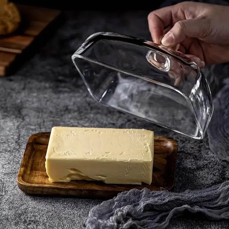 Butterdose aus Holz und Glas – Eleganter Butterbehälter für die Küche