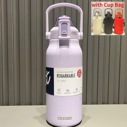 Camping-Thermoskanne aus Edelstahl mit integriertem Strohhalm