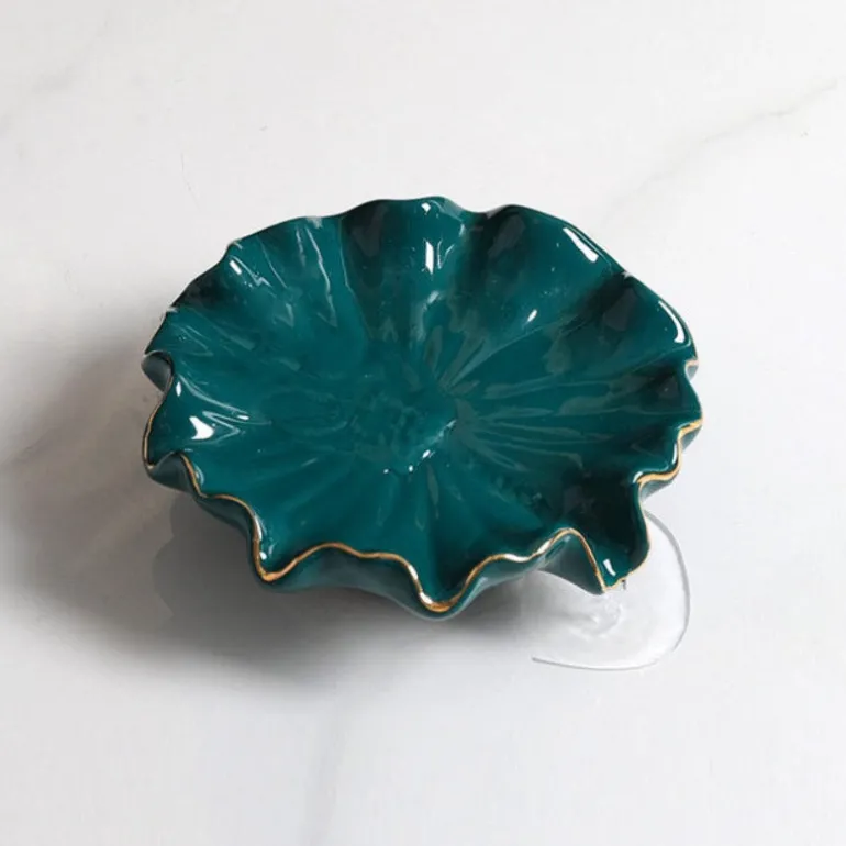 Carivelle Ceramic Decorative Dish – Gold-Edged Jewelry & Trinket Tray
