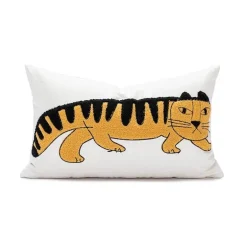 Cartoon Tiger Kissenbezug - Bestickte Schlafzimmerdekoration aus Baumwolle