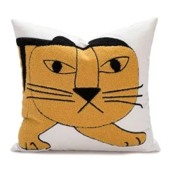 Cartoon Tiger Kissenbezug - Bestickte Schlafzimmerdekoration aus Baumwolle