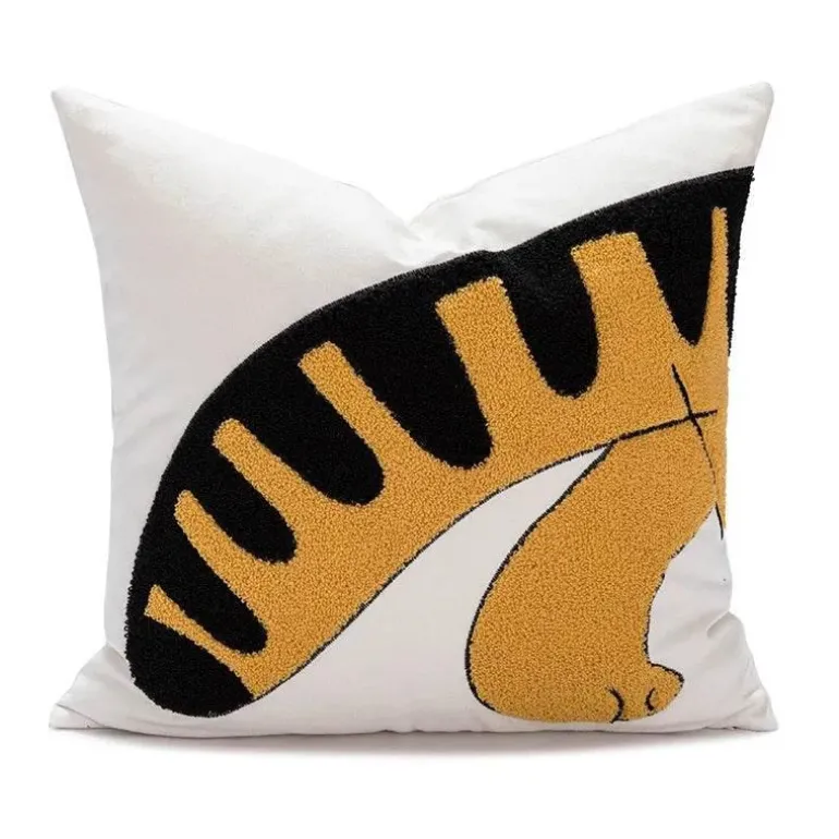 Cartoon Tiger Kissenbezug - Bestickte Schlafzimmerdekoration aus Baumwolle