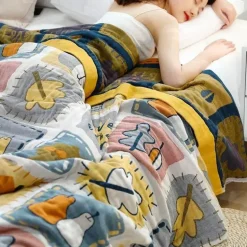 Cartoon-Überwurfdecke – weiche Baumwolldecke für Betten und Sofas
