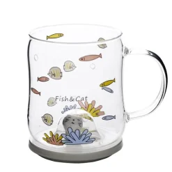 Cartoon-Katzen-Tasse – süßes transparentes Trinkgeschirr