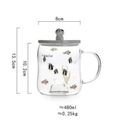 Cartoon-Katzen-Tasse – süßes transparentes Trinkgeschirr