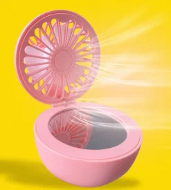 Cartoon-Schminkspiegel mit USB-Ventilator – Tragbares Kosmetikwerkzeug