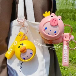 Cartoon-Schminkspiegel mit USB-Ventilator – Tragbares Kosmetikwerkzeug