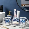 Ceramic Bathroom Set - Gilt Feather Pattern Accessories