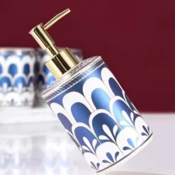 Ceramic Bathroom Set - Gilt Feather Pattern Accessories