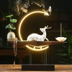 Ceramic Deer Incense Burner Lamp - Large Decorative Diffuser