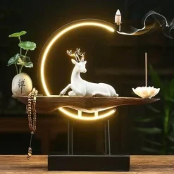 Ceramic Deer Incense Burner Lamp - Large Decorative Diffuser