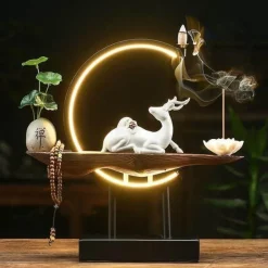 Ceramic Deer Incense Burner Lamp - Large Decorative Diffuser