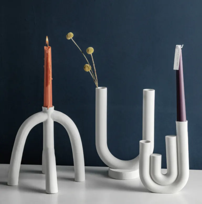 Ceranova Abstract Ceramic Candle Holder – Modern Minimalist Accent