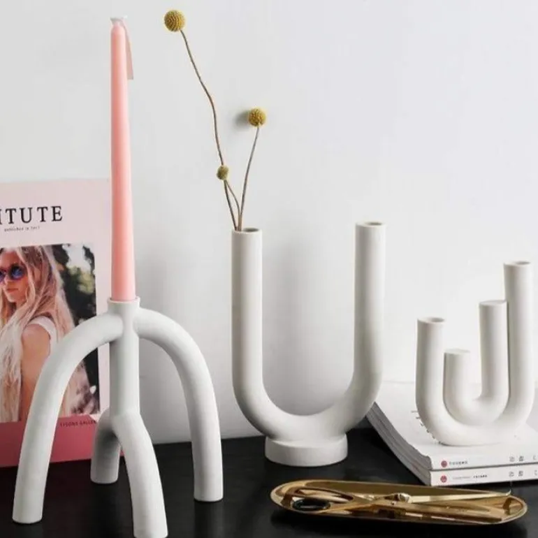 Ceranova Abstract Ceramic Candle Holder – Modern Minimalist Accent