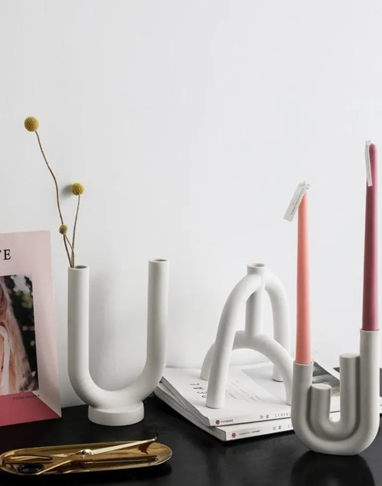 Ceranova Abstract Ceramic Candle Holder – Modern Minimalist Accent