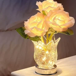 Champagner-Rosen-Nachtlampe – Elegante dekorative Leuchte