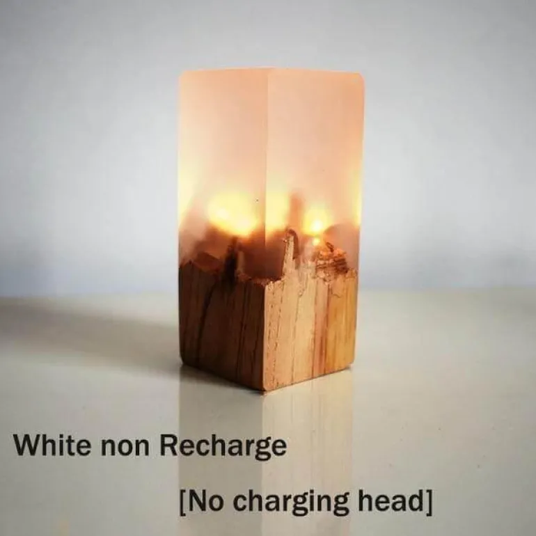 Chargeable LED Night Light - Solid Wood Lamp