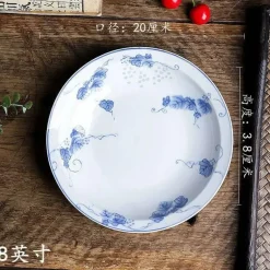 Chinesische blau-weiße Gemüseteller und Reissuppenschüsseln aus Porzellan - 2er-Set